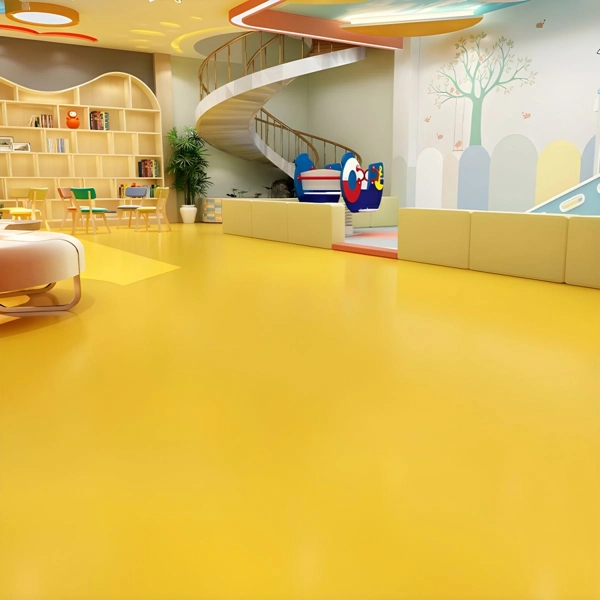 Yellow PVC Flooring installed in School