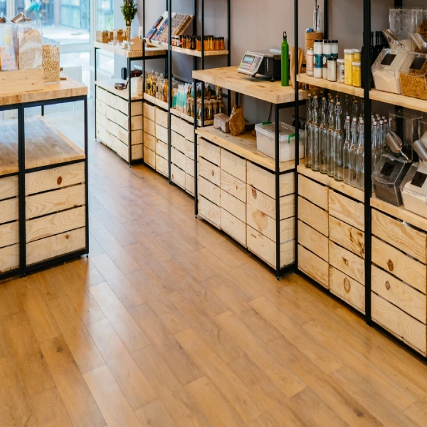 LVT flooring installed in retail store