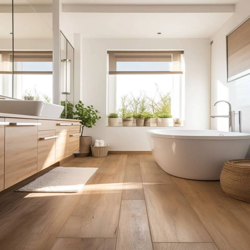 SPC Flooring Dubai installed in a modern bathroom